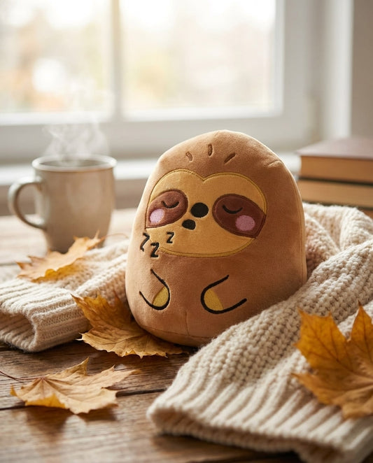 Peluche paresseux Cody Squidglys vue avant, velboa ultra doux