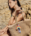 Porte-clés arc-en-ciel vu de face – bijou de sac fantaisie coloré