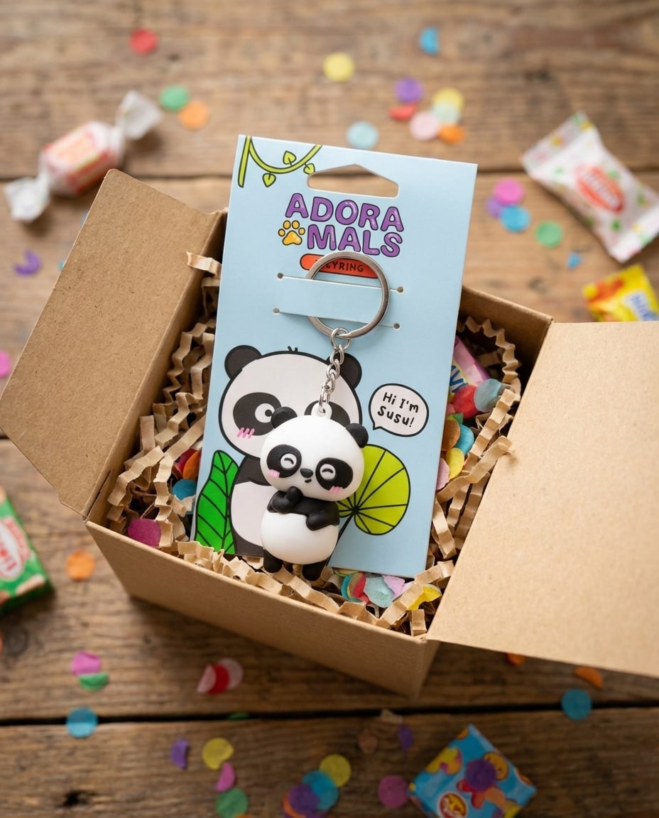 Figurine panda Susu en PVC noir et blanc, porte-clés kawaii Adoramals