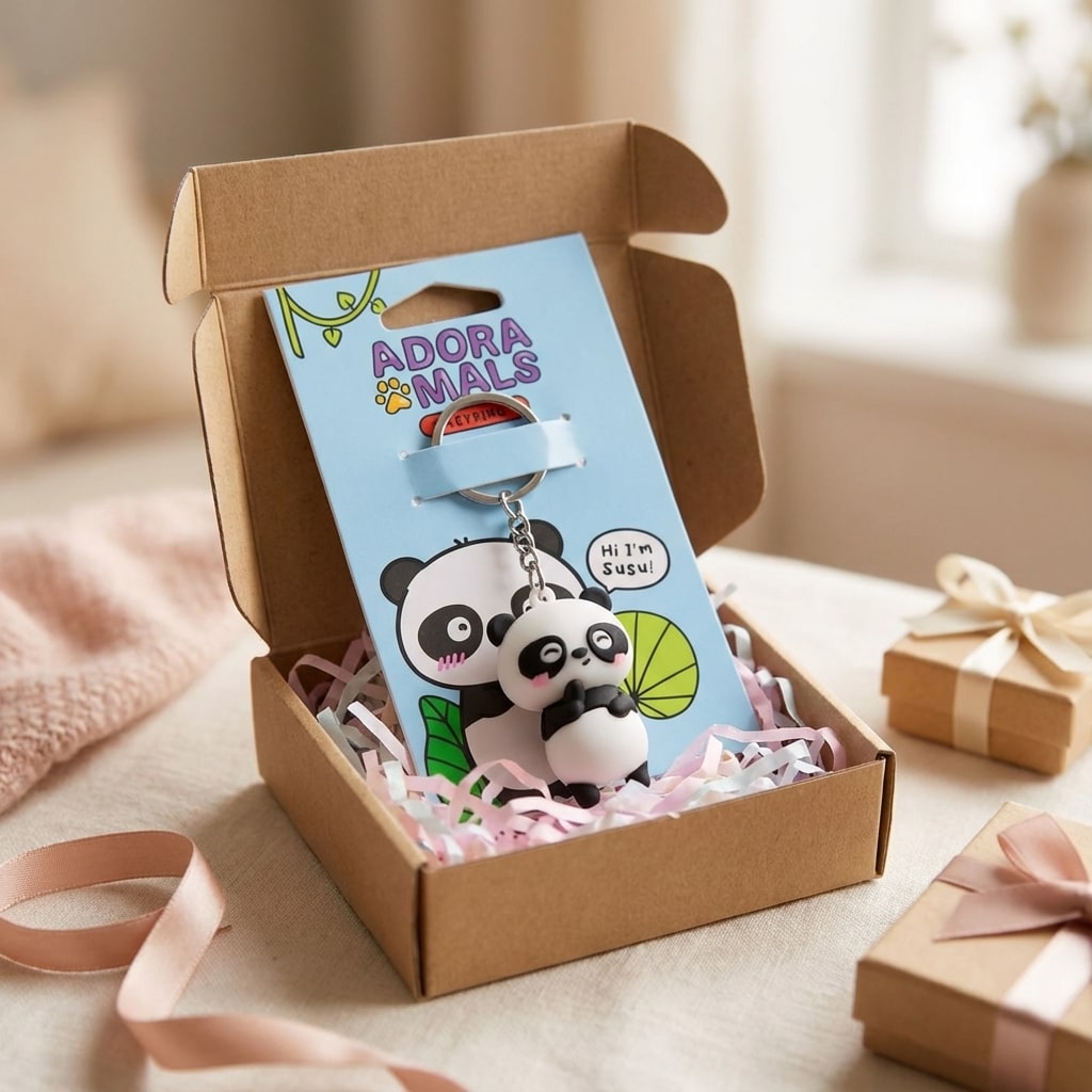 Porte-clés panda Susu kawaii, accessoire idéal pour sac ou trousse