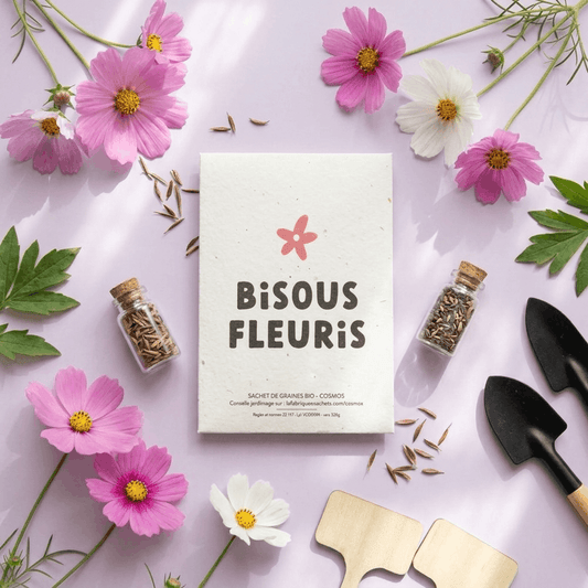 Bisous Fleuris - Sachet de Graines de Cosmos - Lune de cœur 