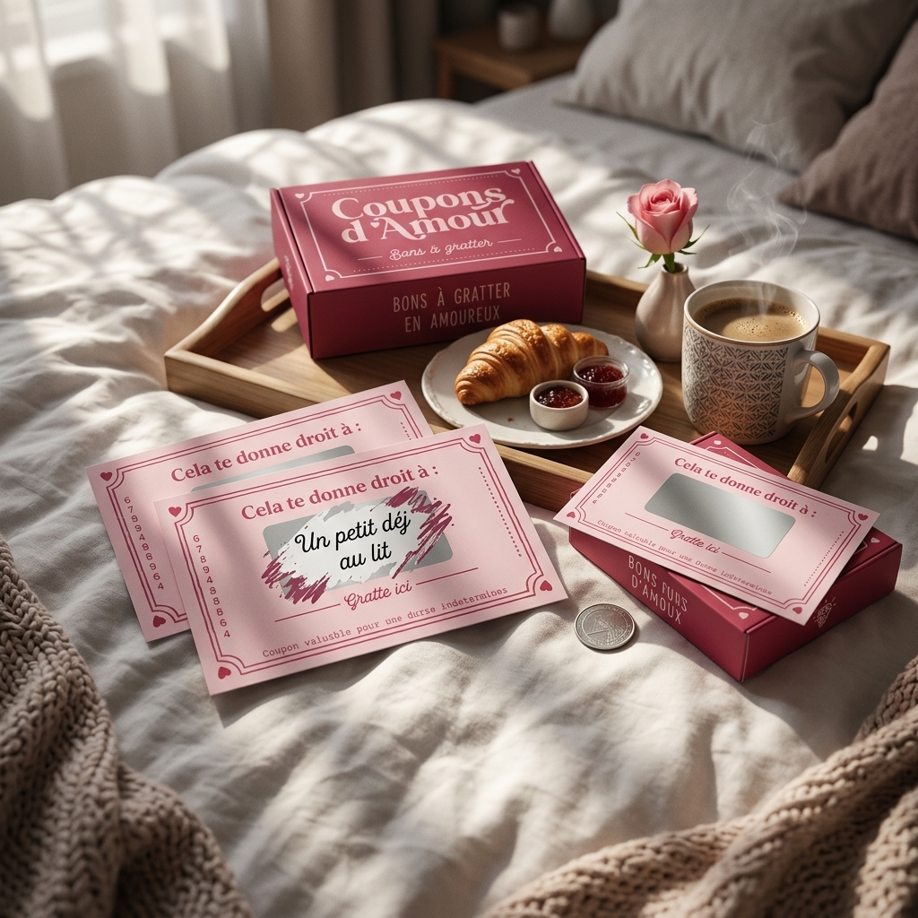 Main qui gratte un coupon d'amour pour révéler un bon surprise