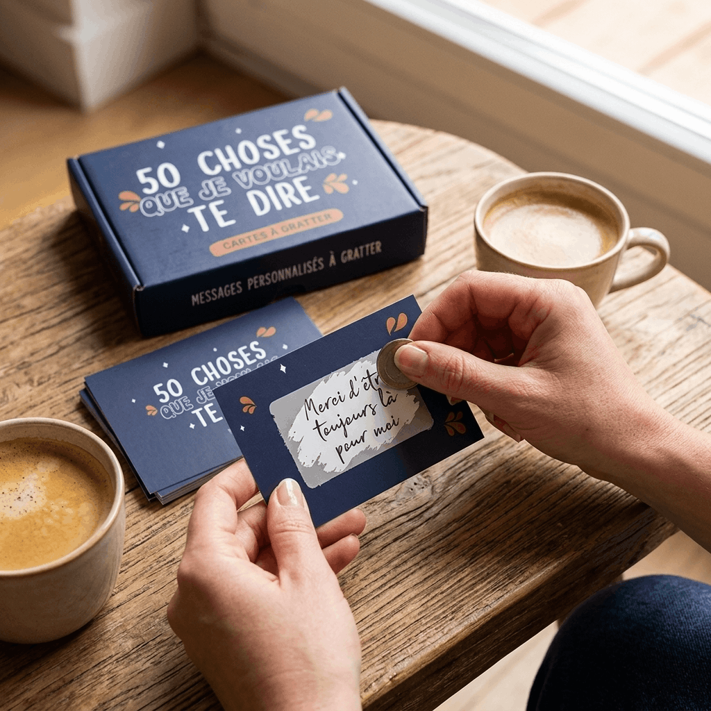 Carte à gratter 50 choses que je voulais te dire bleu marine à offrir