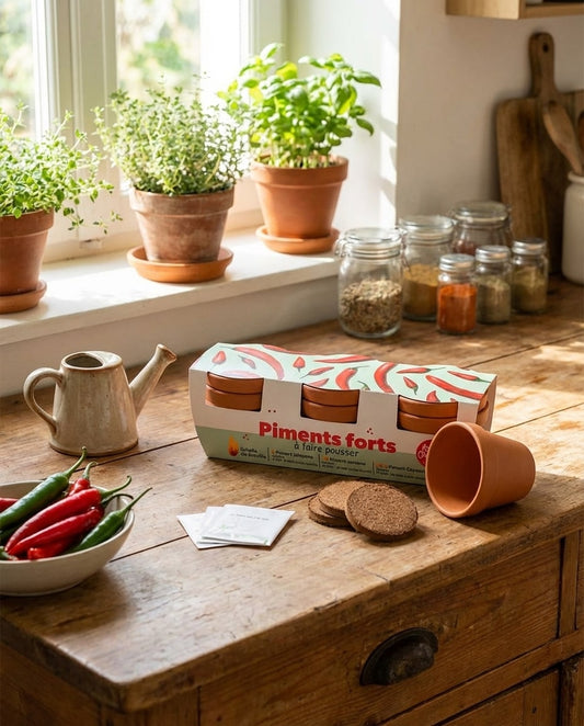 Contenu kit piments forts pots terre cuite