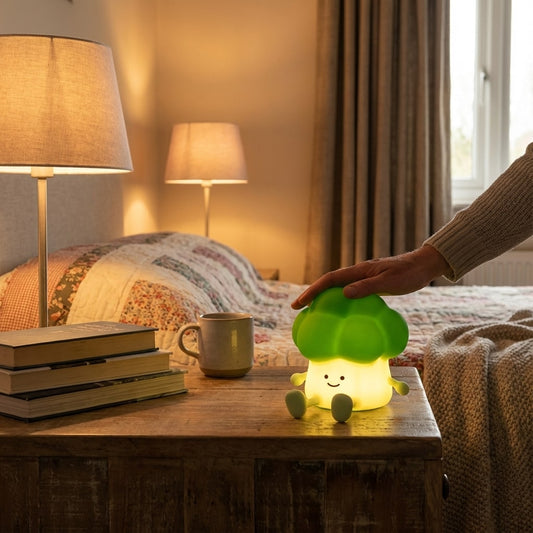 Lampe veilleuse design brocoli avec lumière douce et support téléphone